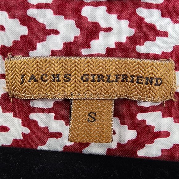 JACHS Girlfriend Top Womens S Red White Chevron Print Quinn Cap Sleeve Button Up - Picture 5 of 9